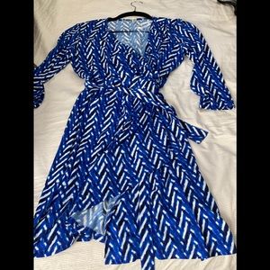 Maggy London Blue Wrap Dress (petit)